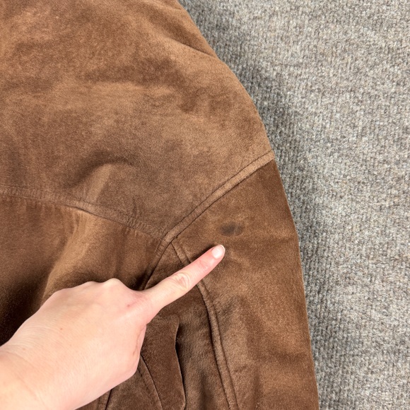 Vintage Brown Genuine Leather Fur Lined Coat Women’s S Fur Shawl Collar Jacket - Picture 8 of 11